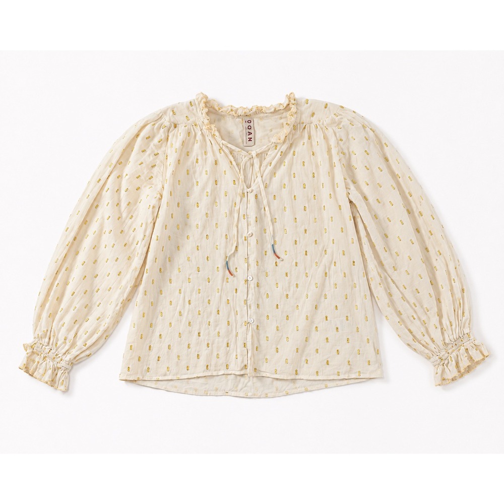 Dolan Left Coast Collection White Gold Metallic Fil Coupe Peasant Blouse Size 0